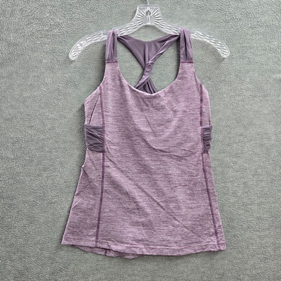Lululemon Women Activewear Tank Top 6 Purple Spin Me Built in Bra Sleeveless - Picture 1 of 9